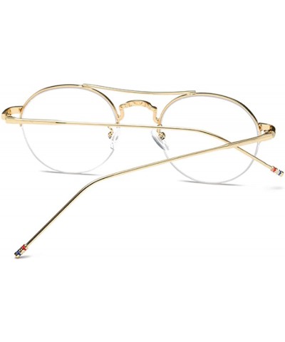 Round Male and Female Myopia Fashion Glasses Retro Round Frame Glasses - Black Gold - CR18EAAE2H7 $23.05