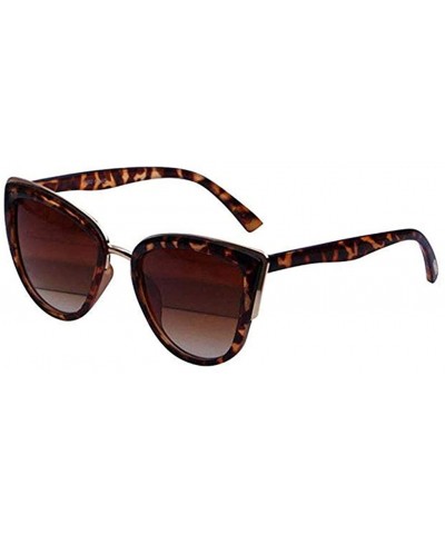 Oval Women's Fashion Sunglasses Trend Elegant Leopard Sunglasses - Brown - CC1957EWTGQ $17.02