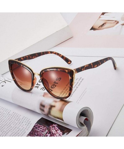Oval Women's Fashion Sunglasses Trend Elegant Leopard Sunglasses - Brown - CC1957EWTGQ $9.51