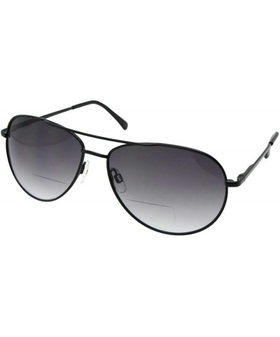 Aviator +1.25 Magnification Aviator Bifocal Sunglasses B1 - Black Frame-gray Lenses - CR186DR2A7K $29.56