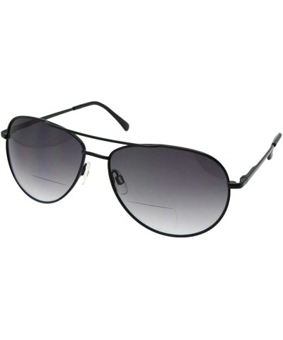 Aviator +1.25 Magnification Aviator Bifocal Sunglasses B1 - Black Frame-gray Lenses - CR186DR2A7K $11.52