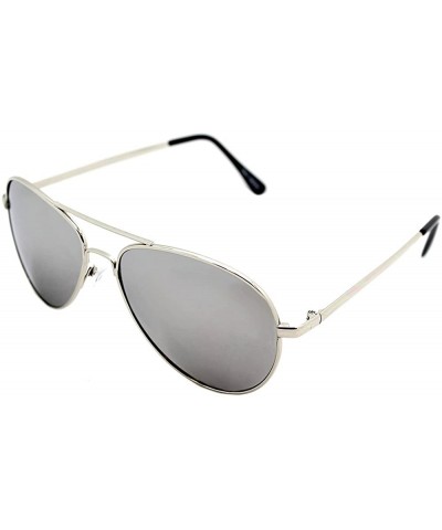 Sport Silver Frame Mirror Lens Aviator 3-Pack w/ Drawstring Sunglass Pouches - C0111NW2KU9 $10.58