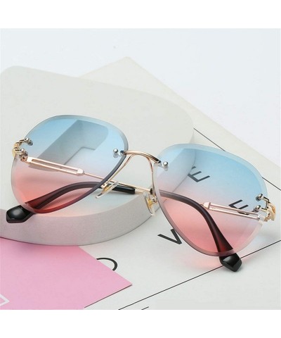 Square RimlSunglasses Women Design Sun Glasses Metal Farme Gradient Shades Cutting Lens Ladies Goggles UV400 BOX - Brown - C1...