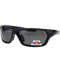 Wrap Tac Polarized Sunglasses Mens Wrap Around Rectangular Biker Fashion - Black - CY18O2XLHG0 $12.58