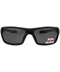 Wrap Tac Polarized Sunglasses Mens Wrap Around Rectangular Biker Fashion - Black - CY18O2XLHG0 $12.58