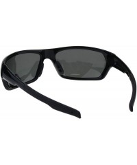 Wrap Tac Polarized Sunglasses Mens Wrap Around Rectangular Biker Fashion - Black - CY18O2XLHG0 $12.58