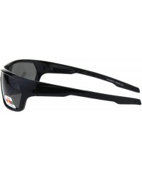 Wrap Tac Polarized Sunglasses Mens Wrap Around Rectangular Biker Fashion - Black - CY18O2XLHG0 $12.58
