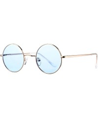 Round Small Round Sunglasses for Women Men John Lennon Hippie Glasses - UV400 Protection - Gold/Blue - CN194QTGN73 $13.47
