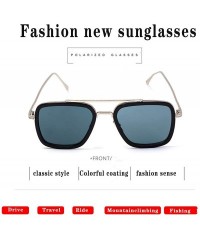 Rectangular Men Cool Square Lens Sunglasses Street Fashion Metal Frames Eyewear UV Protection - Black - C2197ZY5XUU $13.85