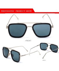 Rectangular Men Cool Square Lens Sunglasses Street Fashion Metal Frames Eyewear UV Protection - Black - C2197ZY5XUU $13.85