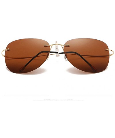 Rimless Titanium No Screw Rimless Polarized Sunglasses For Men Women - Gold - CW180YWIZS3 $35.41