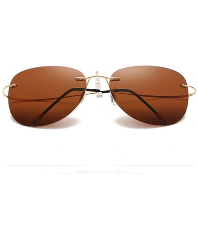 Rimless Titanium No Screw Rimless Polarized Sunglasses For Men Women - Gold - CW180YWIZS3 $18.88