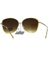 Butterfly Womens Flat Panel Large Oversize Metal Rim Butterfly Diva Sunglasses - Gold Brown - CY182ML7CKE $9.22