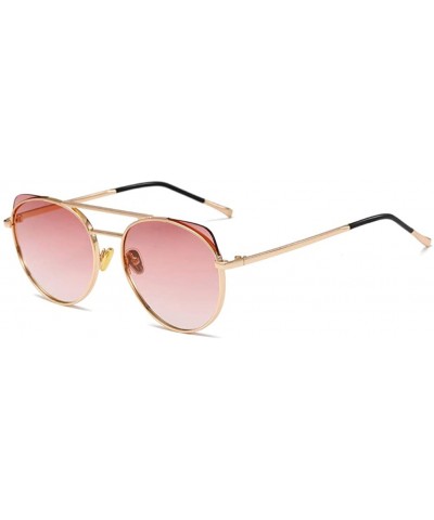 Round Women Sunglasses Retro Silver Grey Drive Holiday Round Non-Polarized UV400 - Pink - C618R5SXY7M $21.98