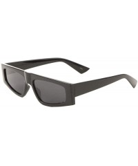 Rectangular Retro Geometric Rectangular Flat Top Round Nose Crystal Color Sunglasses - Black - CF197U7XDHA $17.38