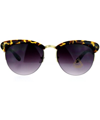 Round Womens Round Horn Cat Eye Half Rim Sunglasses - Tortoise Smoke - CG129K8MFEX $21.48