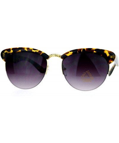 Round Womens Round Horn Cat Eye Half Rim Sunglasses - Tortoise Smoke - CG129K8MFEX $8.30