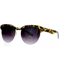 Round Womens Round Horn Cat Eye Half Rim Sunglasses - Tortoise Smoke - CG129K8MFEX $8.30