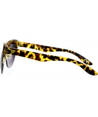 Round Womens Round Horn Cat Eye Half Rim Sunglasses - Tortoise Smoke - CG129K8MFEX $8.30