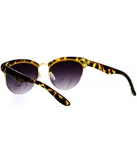 Round Womens Round Horn Cat Eye Half Rim Sunglasses - Tortoise Smoke - CG129K8MFEX $8.30