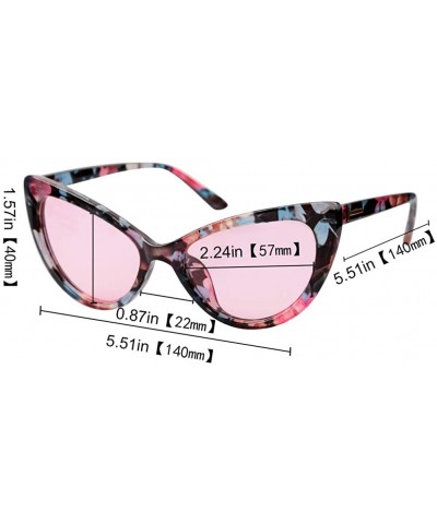 Oversized Womens Oversized Fashion Cat Eye Eyeglasses Frame Large Reading Glasses - Floral Frame / Pink Lens - CA18WWK35GA $1...