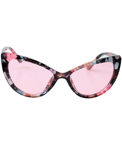 Oversized Womens Oversized Fashion Cat Eye Eyeglasses Frame Large Reading Glasses - Floral Frame / Pink Lens - CA18WWK35GA $1...