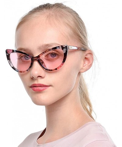 Oversized Womens Oversized Fashion Cat Eye Eyeglasses Frame Large Reading Glasses - Floral Frame / Pink Lens - CA18WWK35GA $1...