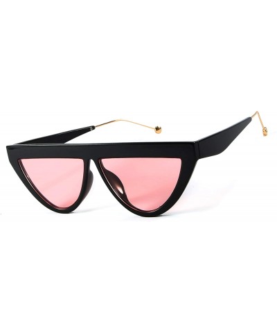 Goggle Vintage Retro Cat Eye Sunglasses Small Frame Flat Lens - Pink Lens - CZ18U5MTS6T $12.03