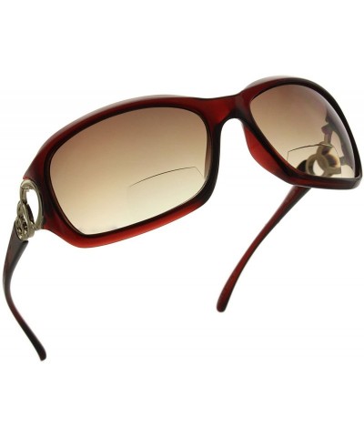 Shield Fashionable Bifocal Reading Sunglasses Readers for Women Bi Focal Glasses UV Protection - Brown - CT182EU56SC $35.09