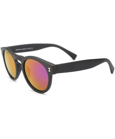 Oval Tropical Retro Sunglasses Positive Life Style Mirror Lens eyewear 48mm - Black/Purple - C012DAQ2DRJ $23.35