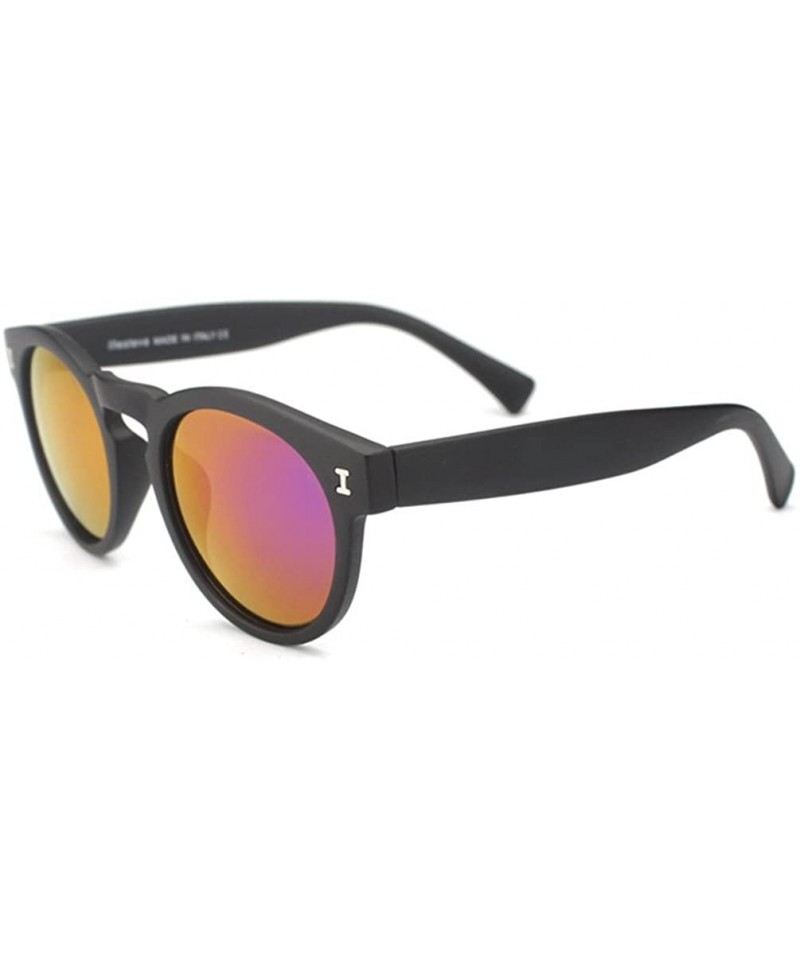 Oval Tropical Retro Sunglasses Positive Life Style Mirror Lens eyewear 48mm - Black/Purple - C012DAQ2DRJ $11.52