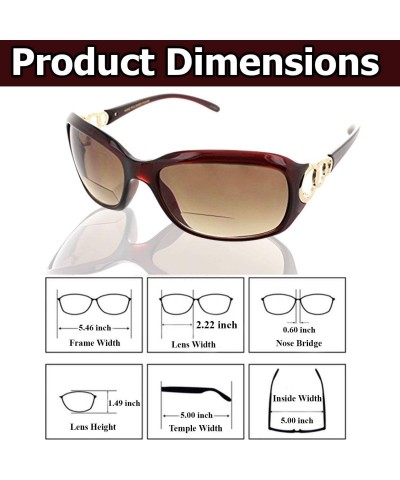 Shield Fashionable Bifocal Reading Sunglasses Readers for Women Bi Focal Glasses UV Protection - Brown - CT182EU56SC $14.77