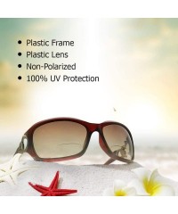 Shield Fashionable Bifocal Reading Sunglasses Readers for Women Bi Focal Glasses UV Protection - Brown - CT182EU56SC $14.77