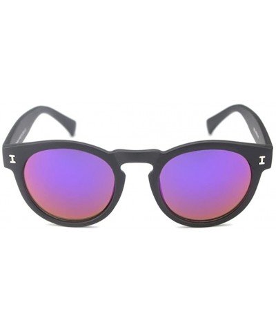 Oval Tropical Retro Sunglasses Positive Life Style Mirror Lens eyewear 48mm - Black/Purple - C012DAQ2DRJ $24.63
