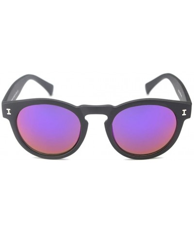 Oval Tropical Retro Sunglasses Positive Life Style Mirror Lens eyewear 48mm - Black/Purple - C012DAQ2DRJ $11.52