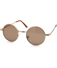 Round 70s Hippie Color Lens Round Circle Lens Metal Rim Sunglasses - Gold Brown - CX18W82D26C $12.55