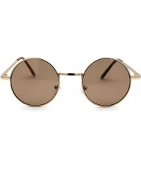 Round 70s Hippie Color Lens Round Circle Lens Metal Rim Sunglasses - Gold Brown - CX18W82D26C $12.55