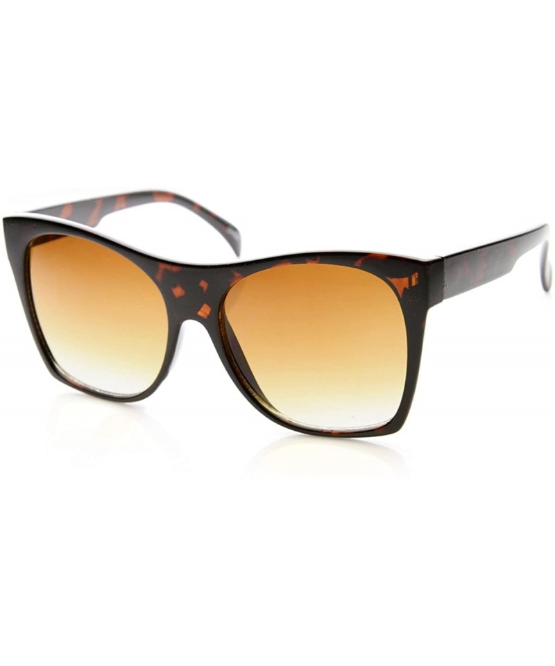 Cat Eye Womens Oversized High Temple Square Frame Cat Eye Sunglasses - Tortoise Amber - CH11YEJ7X19 $10.93