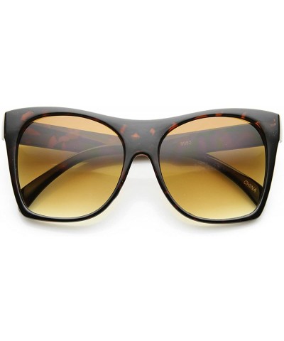 Cat Eye Womens Oversized High Temple Square Frame Cat Eye Sunglasses - Tortoise Amber - CH11YEJ7X19 $10.93