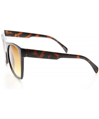 Cat Eye Womens Oversized High Temple Square Frame Cat Eye Sunglasses - Tortoise Amber - CH11YEJ7X19 $10.93