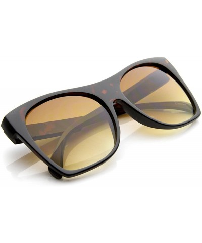 Cat Eye Womens Oversized High Temple Square Frame Cat Eye Sunglasses - Tortoise Amber - CH11YEJ7X19 $10.93