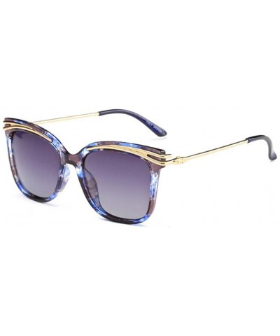 Wrap Womens Women's Liner SunglassesTwo-color ladies polarized sunglasses - Blue Flower Frame - CE185384DQZ $76.71