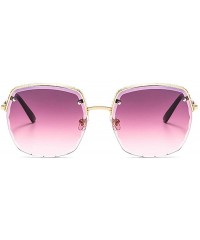 Square Rimless Square Luxury Cut Edge Sunglasses Men Women Fashion Metal Frame Sunglasses UV400 Glasses - Purple - CP192QOULC...