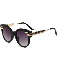 Rectangular Line Leg Circular Sunglasses Street Shots Luxurious and Fashionable - C1 Black Frame Double Grey - C918W5596CX $2...