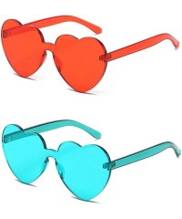 Oversized Heart Transparent Multicolor Party Favors Big Rimless Sunglasses for Women - 1pcs Red + 1pcs Turquoise - CC18X9ZULO...