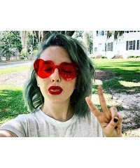 Oversized Heart Transparent Multicolor Party Favors Big Rimless Sunglasses for Women - 1pcs Red + 1pcs Turquoise - CC18X9ZULO...