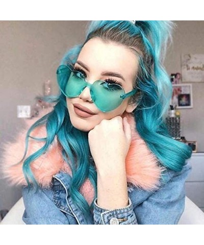 Oversized Heart Transparent Multicolor Party Favors Big Rimless Sunglasses for Women - 1pcs Red + 1pcs Turquoise - CC18X9ZULO...