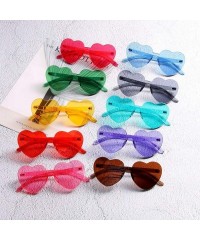 Oversized Heart Transparent Multicolor Party Favors Big Rimless Sunglasses for Women - 1pcs Red + 1pcs Turquoise - CC18X9ZULO...