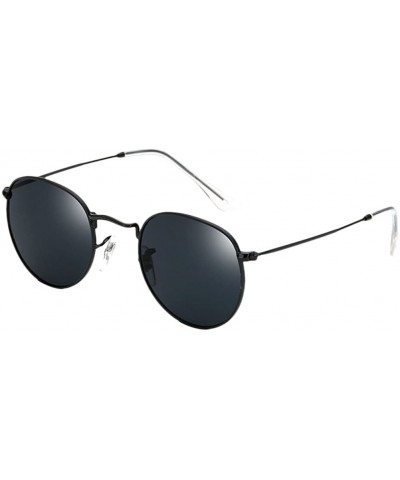 Round Vintage Metal Round Oversized Sunglasses & Case Designer Sunglasse Women - Black&gray - CD1808CD7LC $28.27