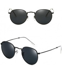 Round Vintage Metal Round Oversized Sunglasses & Case Designer Sunglasse Women - Black&gray - CD1808CD7LC $13.96